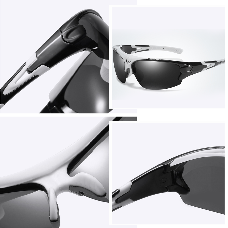 "Unisex polariserte solbriller, UV400 beskyttelse, halvramme, justerbare neseputer, moderne design, flere farger tilgjengelig