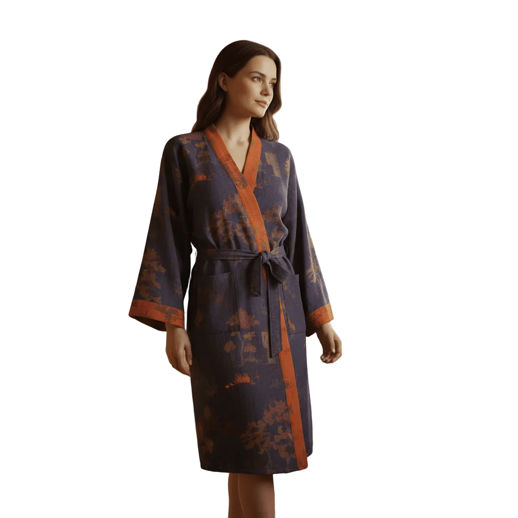 Unisex retro badekåpe kimono for hjemmebruk, komfort og velvære. Ideell for avslapning og spa.