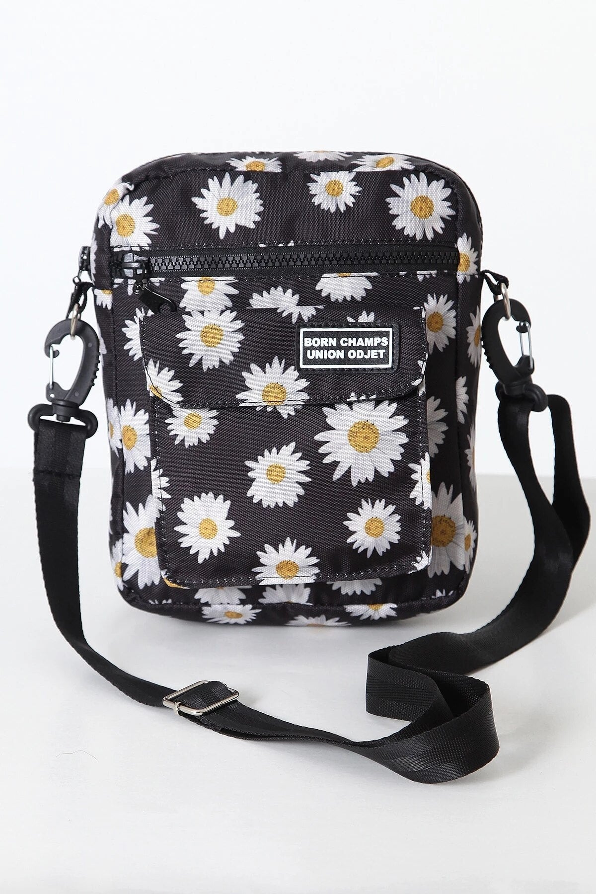 Unisex skulderveske i nylon med tusenfrydmønster, vanntett crossbody-veske, casual stil.