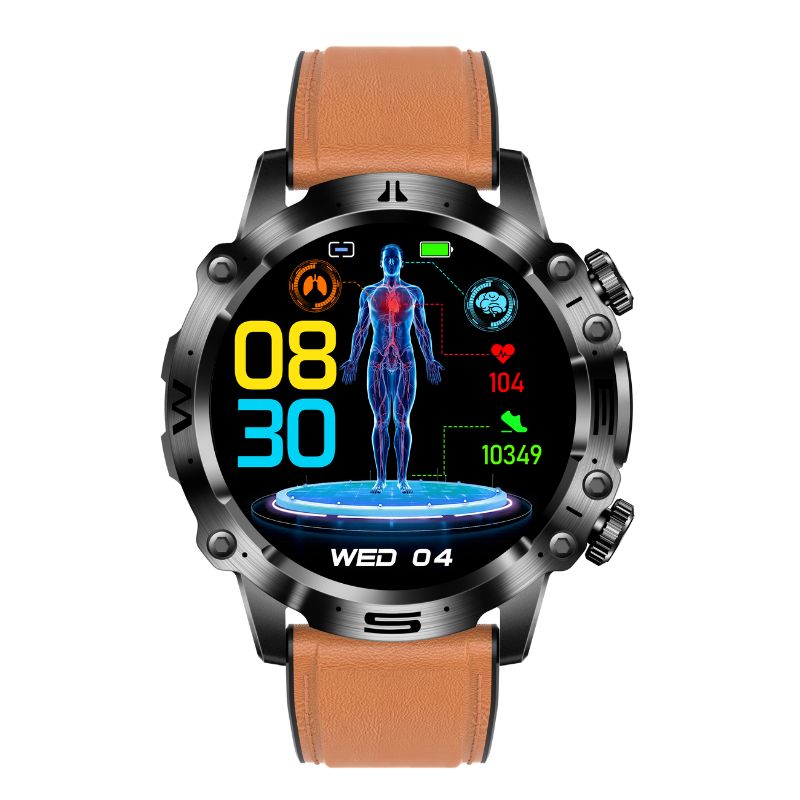 Smartklokke med unisex-design, EKG og omfattende helsefunksjoner, inkludert fitness-analyse og Bluetooth.