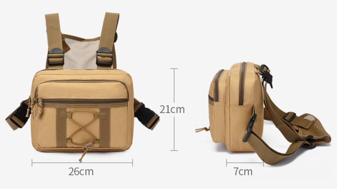 Product overview: durable and waterproof tactical chest bag for sports and travel, unisex.