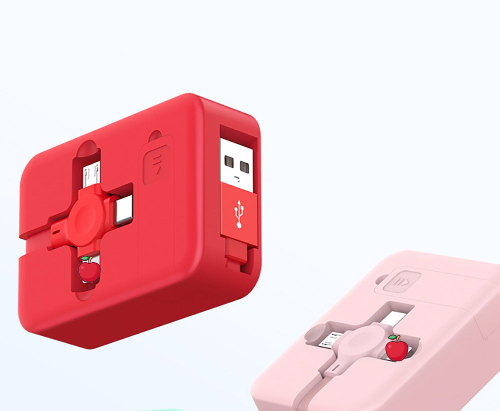 Robust 3-i-1 ladekabel med solid telefonholder, kompatibel med alle moderne mobiler.
