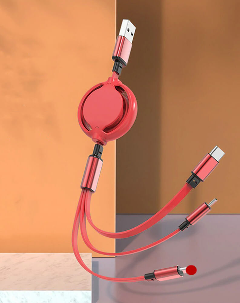 Ladekabel for mobil, universal og uttrekkbar, med fokus på rask ladeteknologi