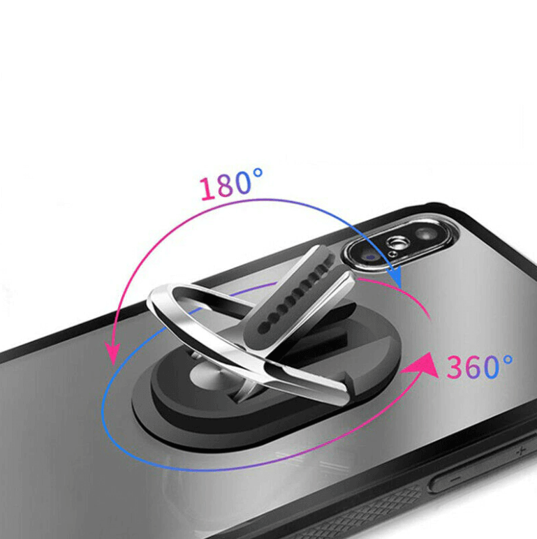 Sammenleggbar telefonring og holder for smarttelefon, universell for bil og skrivebord, kompakt design