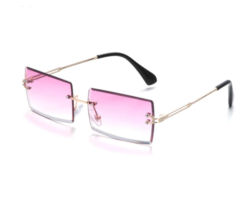 Sommerklare rammeløse solbriller, rektangulære glass, unisex mote tilbehør