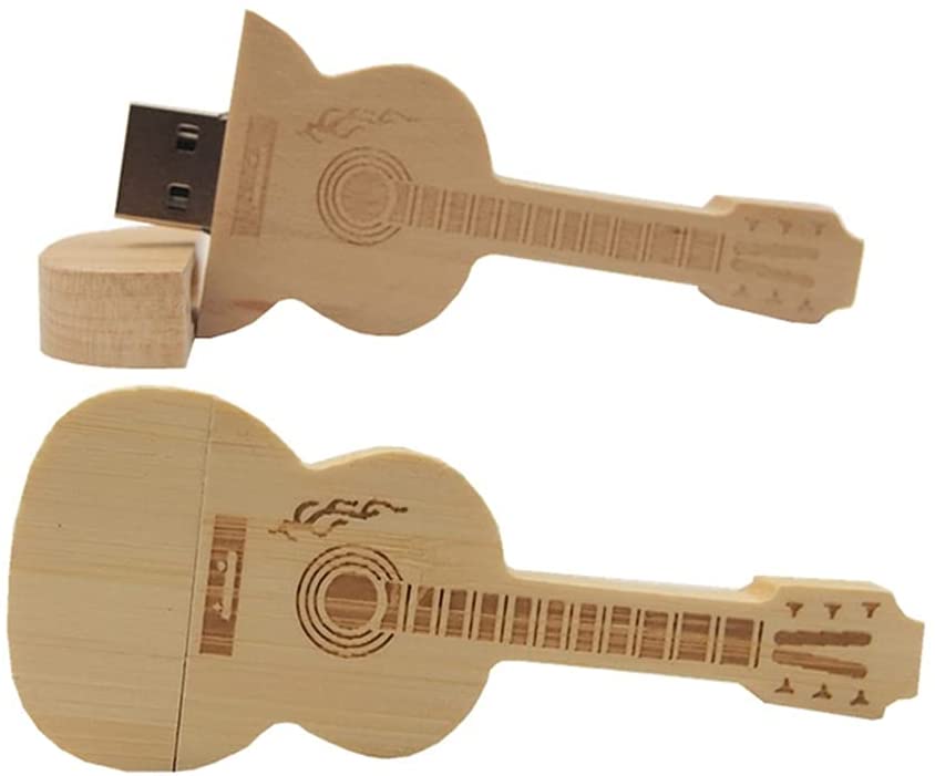 Åpen tre USB-minnepinne, avslører USB-kontakt, unikt gitardesign gadget