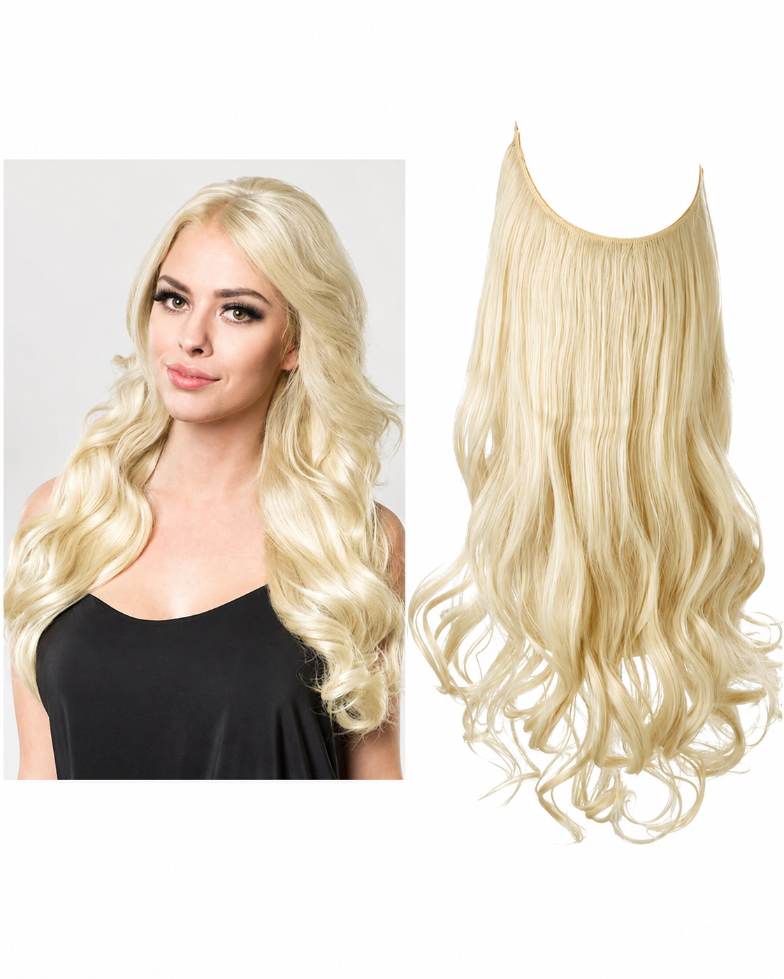 Langt, fyldigere hår med usynlig hårstrå. Enkel styling for et naturlig utseende.