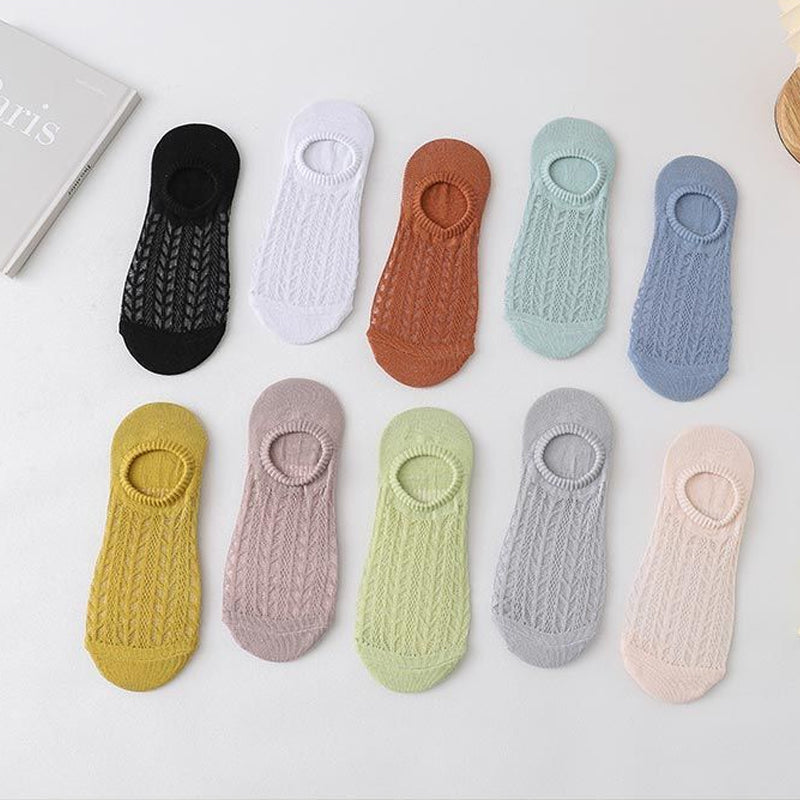 "Usynlige luft sokker med mesh-design, sklisikker silikon, elastiske og komfortable tilbehør for sko, passer de fleste kvinne
