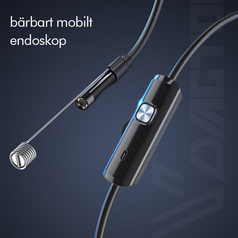 "Vanntett endoskop for bilinspeksjon, 720P HD, 3-i-1-grensesnitt, fleksibel kabel, LED-lys, for trange steder"