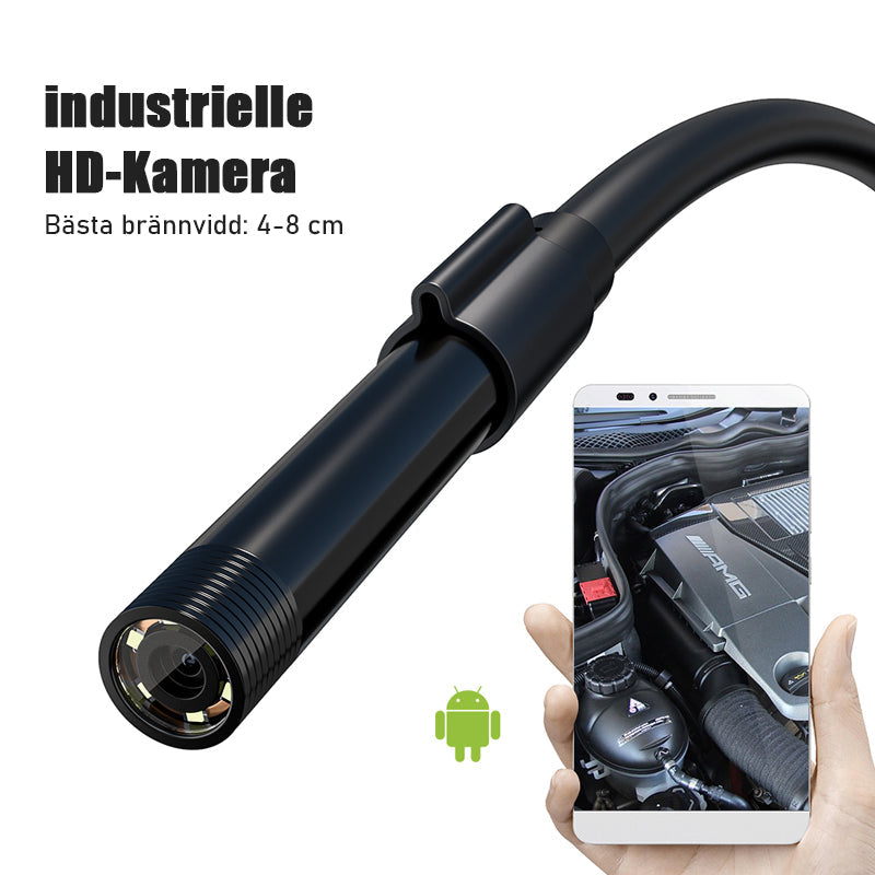"Vanntett endoskop for bilinspeksjon, 720P HD, 3-i-1-grensesnitt, fleksibel kabel, LED-lys, for trange steder"
