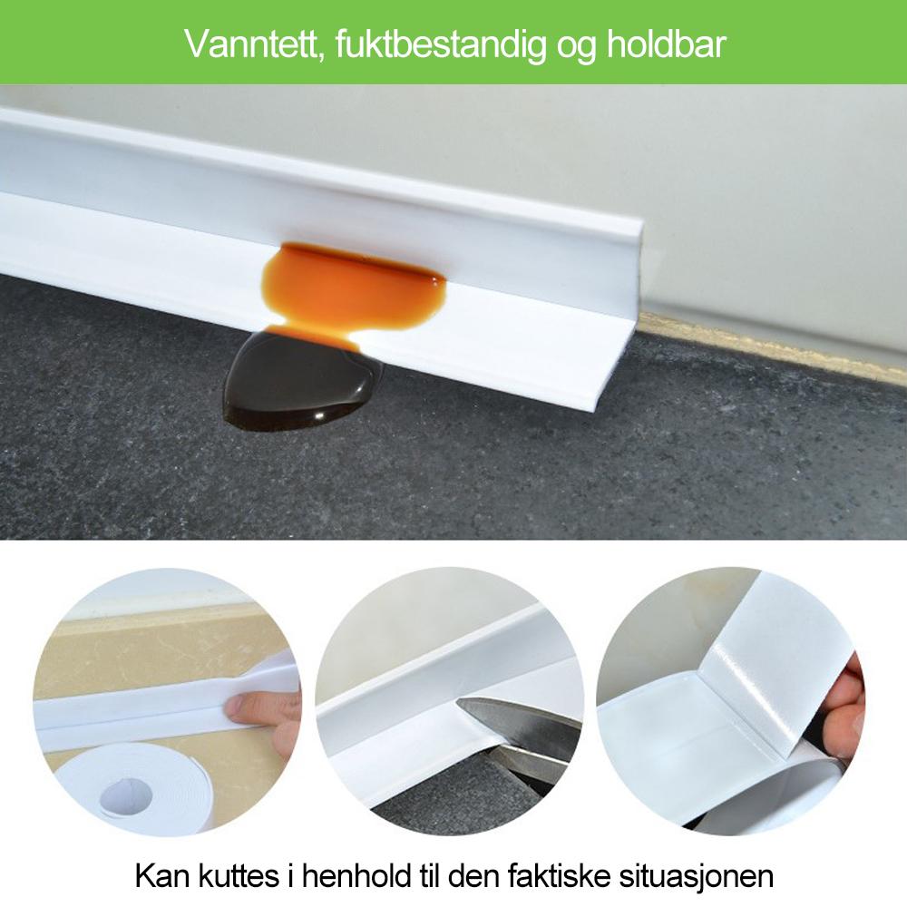 "Vanntett selvklebende tetningstape i PVC, ideell til bad og kjøkken. 3,2m lengde, flere farger tilgjengelig."