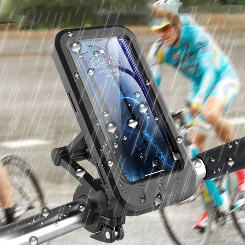"Vanntett telefonholder med 360° justering, robust design, sikker montering, passer til mobiltelefoner opptil 6,5 tommer."