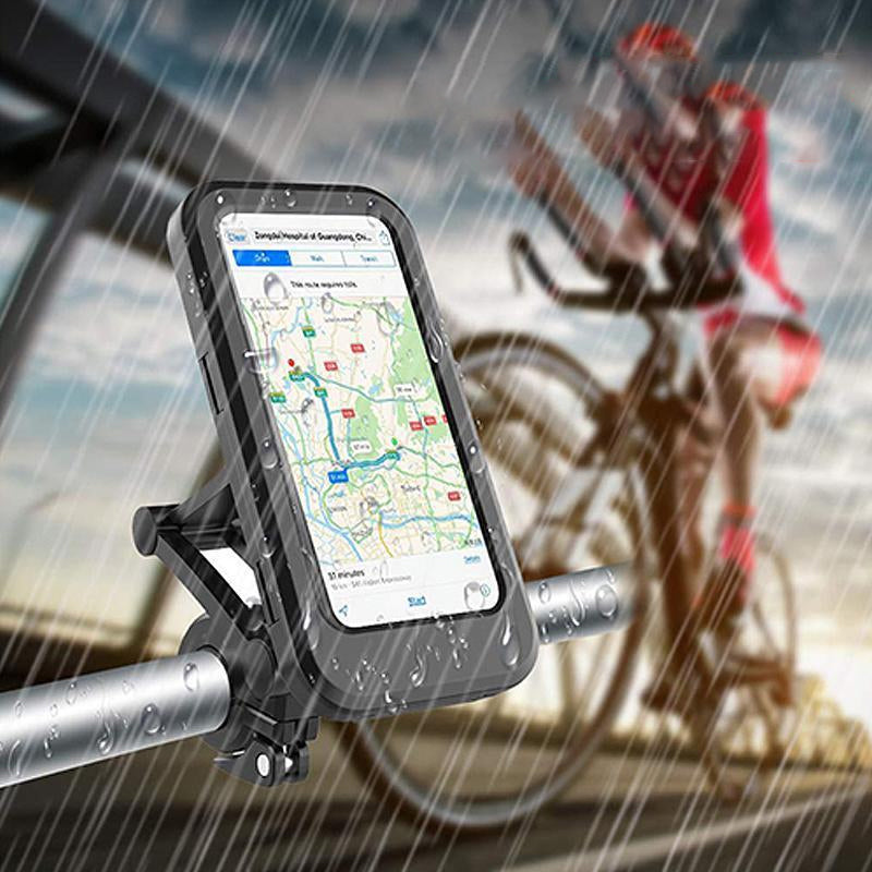 "Vanntett telefonholder med 360° justering, robust design, sikker montering, passer til mobiltelefoner opptil 6,5 tommer."