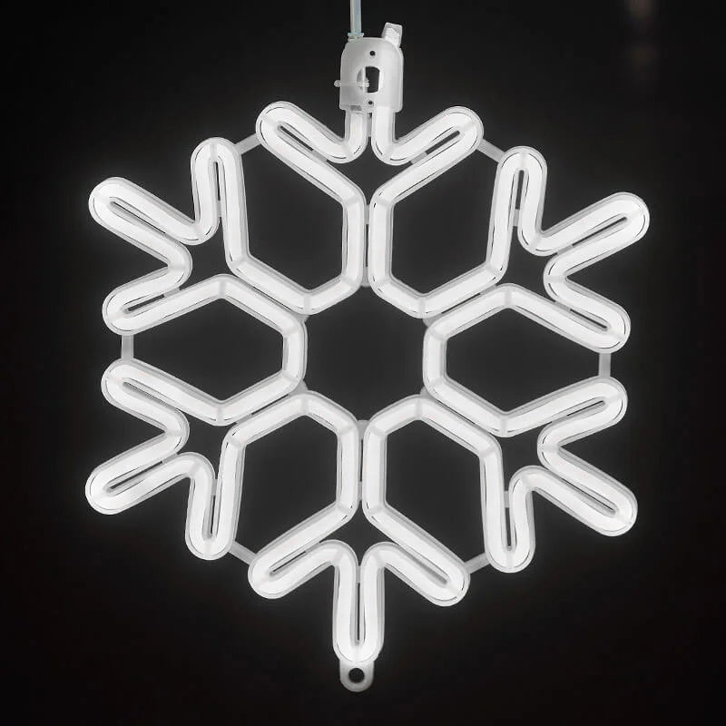 Vanntett utendørs LED-snøfnugglys med glødende snøfnugg i fall, IP65, flere farger, perfekt for juledekorasjon.