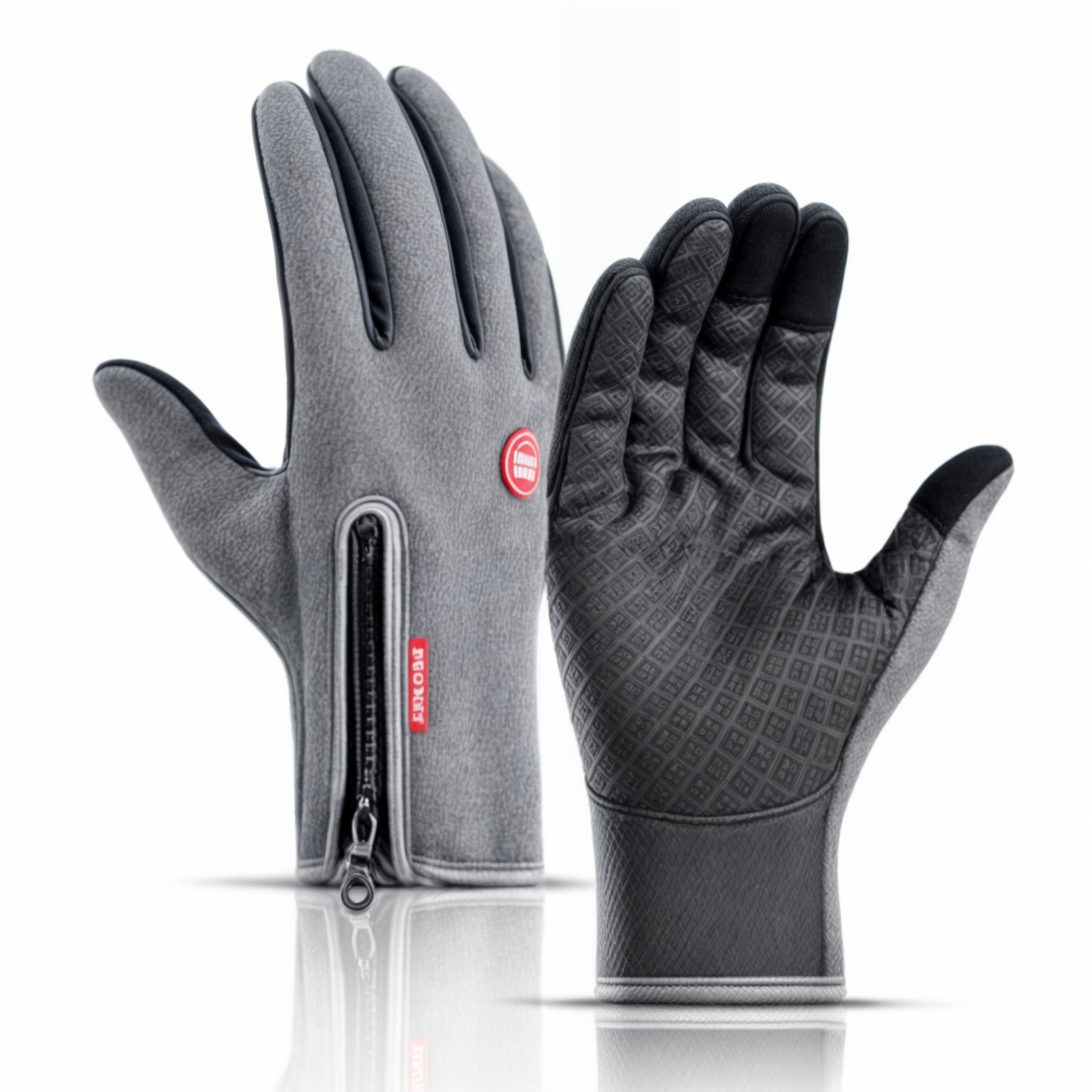 Svarte vindtette hansker for unisex, perfekt for sport og med berøringsskjermstøtte.