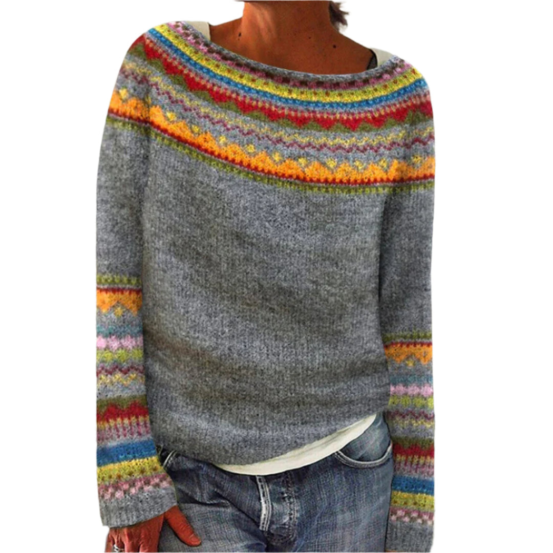 Varm elegant dame pullover rundhals i tidløs stil for høst og vinter, perfekt hverdagsplagg.