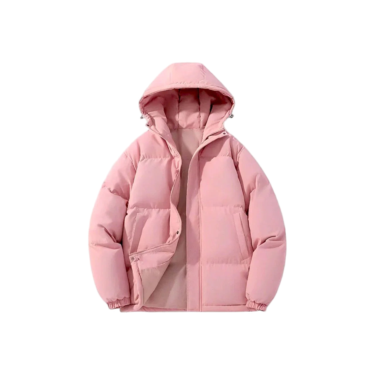 Varm og stilfull dame puffer parka-jakke i nøytral farge, perfekt som vinterjakke til hverdagsbruk.