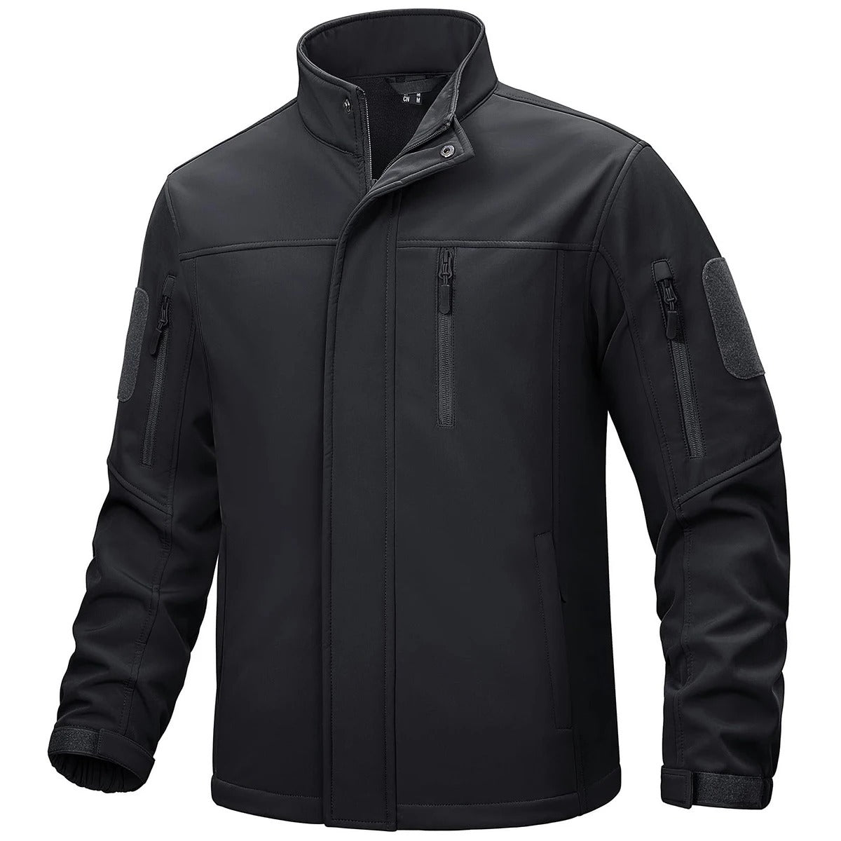 Varm softshell vinterjakke for menn i svart, ideell for utendørsaktiviteter og friluftsliv.