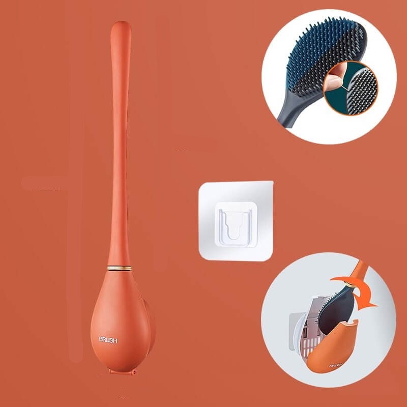 Silikon toalettbørste med fleksibelt hode, designet for veggmontering, hygiene i hjemmet