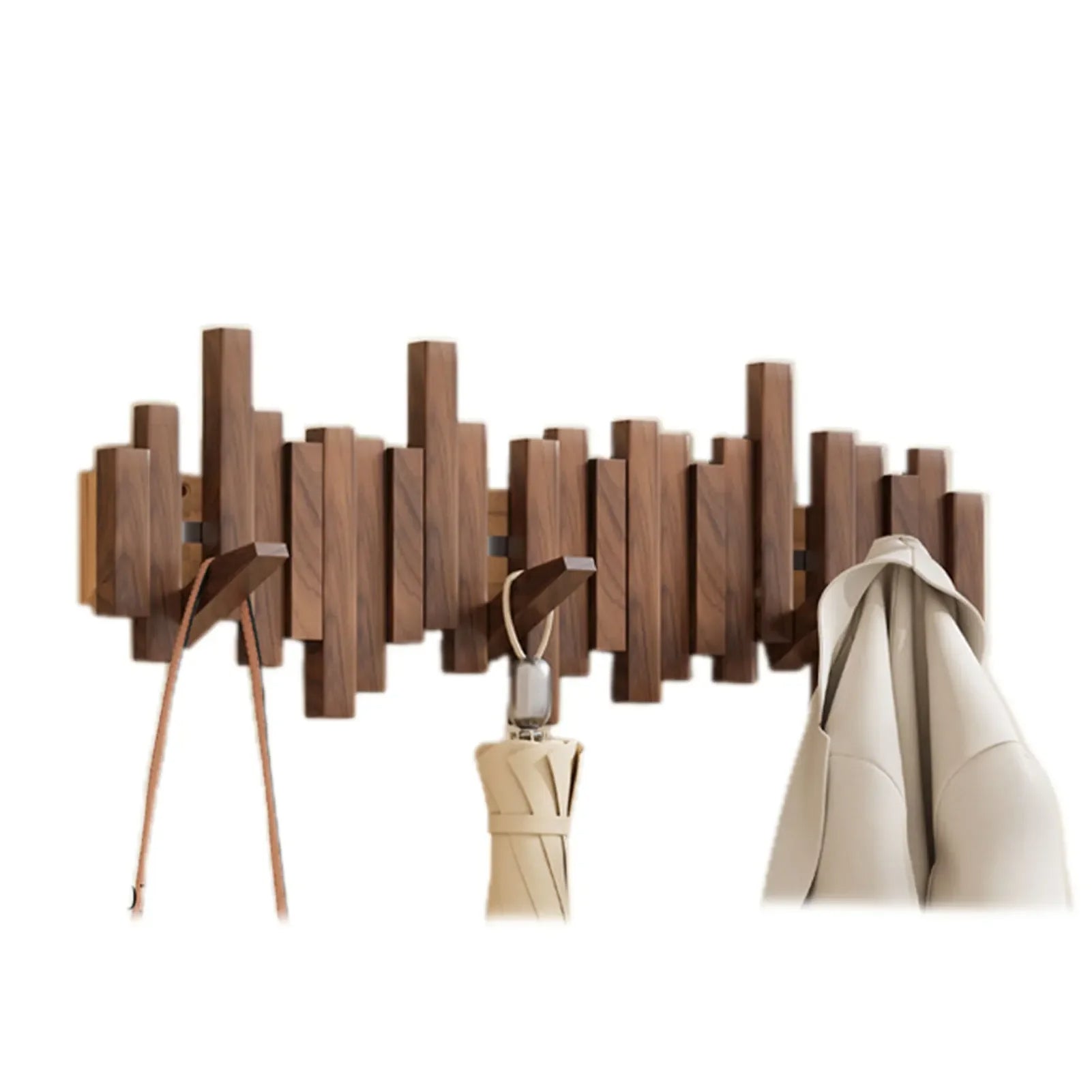 Veggmontert kleshenger med elegante sammenleggbare magnetiske kroker for moderne entre og garderobe.