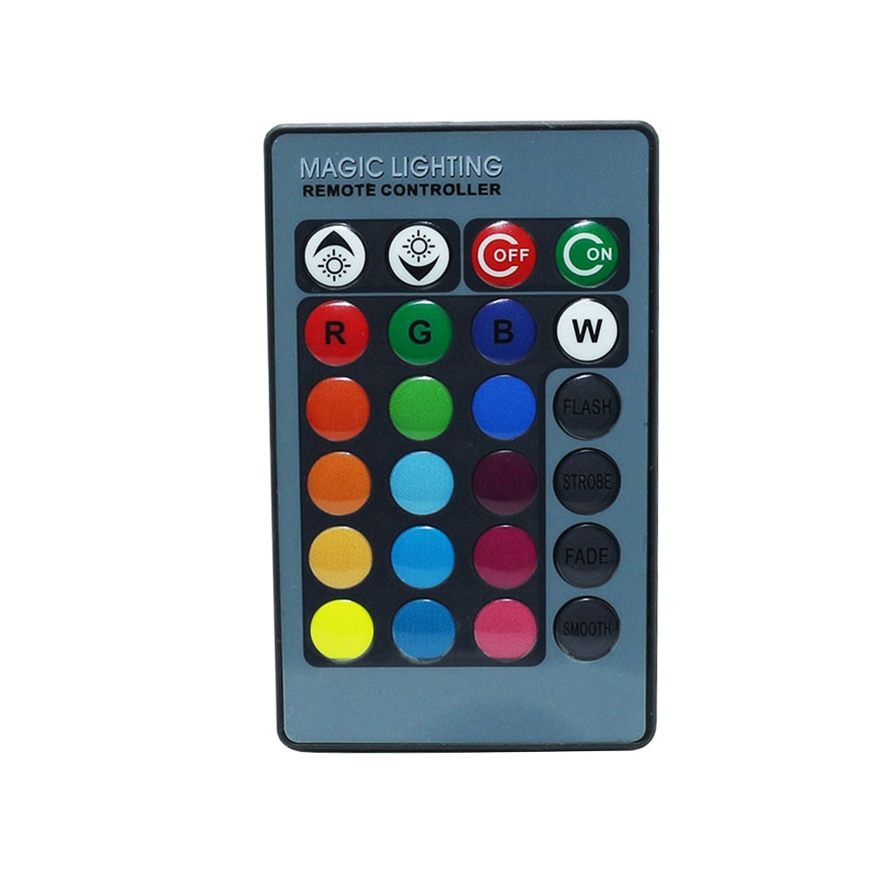 Allsidig LED-vegglampe, ideell for soverom, stue og gang. Med fjernkontroll for RGB-stemningslys.