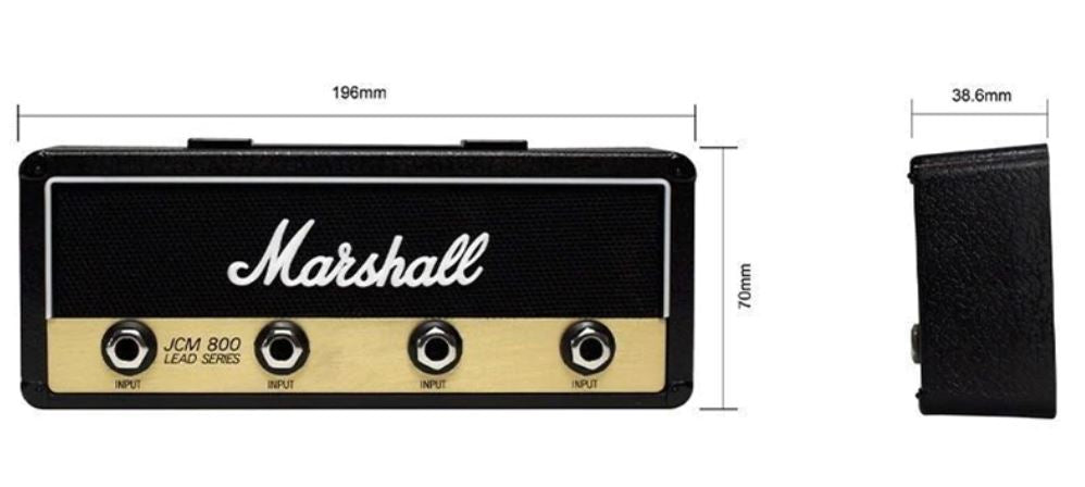 Vegghengt gadget: Nøkkelholder i gitarforsterker-stil, med merkede jackinnganger, perfekt for gangen.