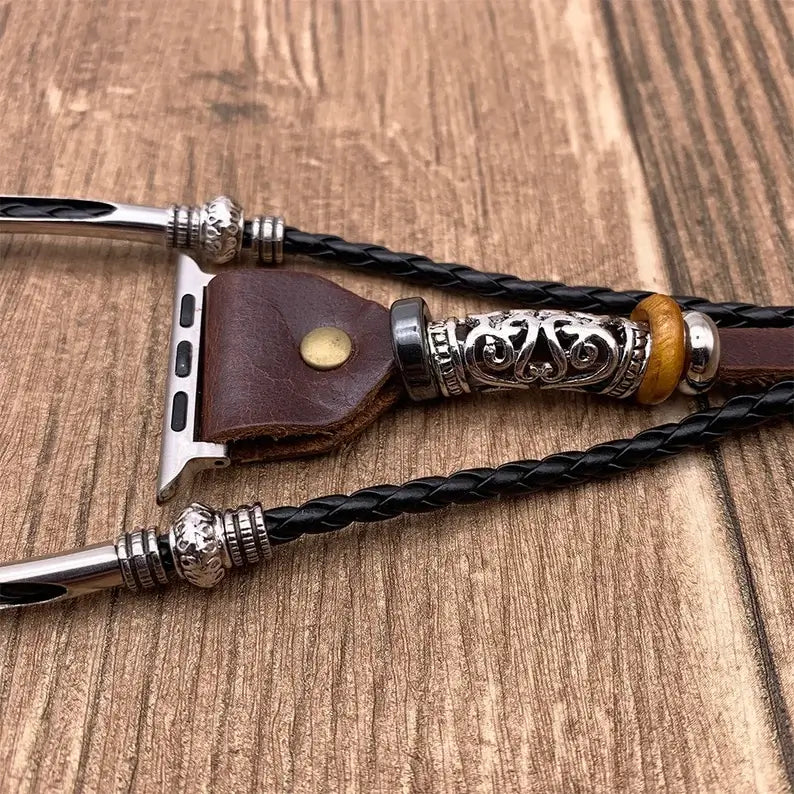 Luksuriøs vintage skinnreim i brunt kuskinn for herresmartklokker, elegant og tidløs armbånd.