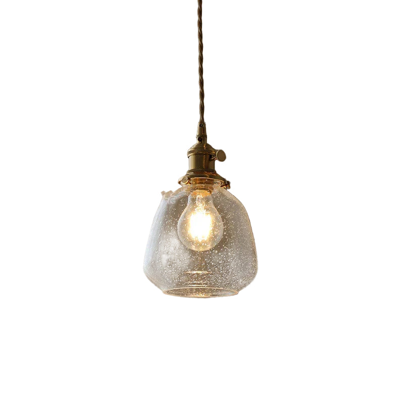 Vintage hengelampe i kobber, perfekt for stue eller spisestue, med E27 fatning. Estetisk belysning.