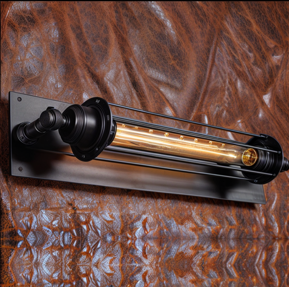 Metallbur vegglampe, retro design som fremhever et industrielt og vintage interiør