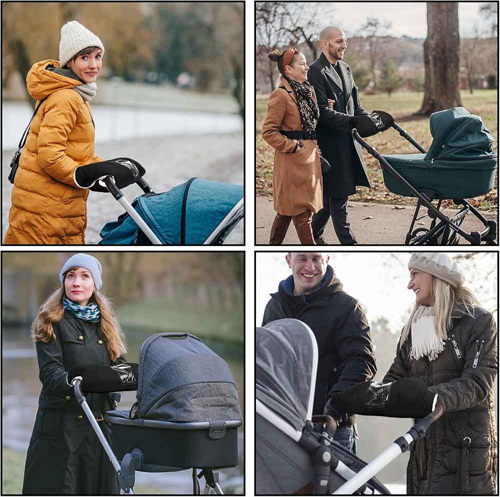 Robuste vanntette vinterhansker til barnevogn, holder hendene tørre og varme på kalde utendørsturer.