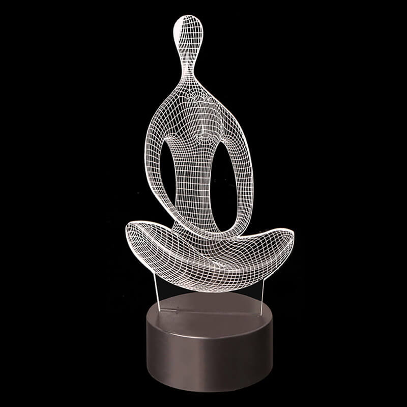 Innovativ 3D illusjonslampe med yogamotiv som en unik dekorativ belysning